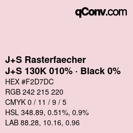 Farbcode: J+S Rasterfaecher - J+S 130K 010% · Black 0% | qconv.com