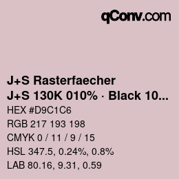 Farbcode: J+S Rasterfaecher - J+S 130K 010% · Black 10% | qconv.com