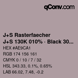 Code couleur: J+S Rasterfaecher - J+S 130K 010% · Black 30% | qconv.com