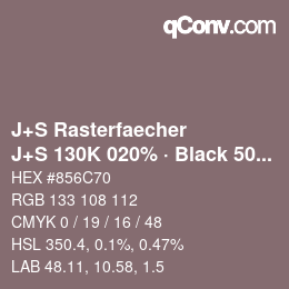 Farbcode: J+S Rasterfaecher - J+S 130K 020% · Black 50% | qconv.com