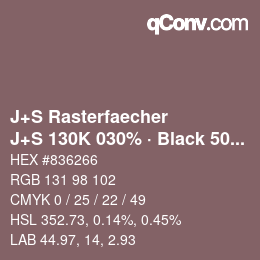 カラーコード: J+S Rasterfaecher - J+S 130K 030% · Black 50% | qconv.com