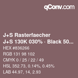 Color code: J+S Rasterfaecher - J+S 130K 030% · Black 50% | qconv.com