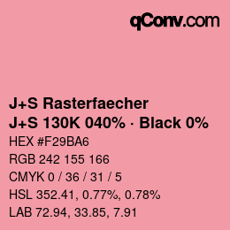 Farbcode: J+S Rasterfaecher - J+S 130K 040% · Black 0% | qconv.com