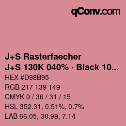 カラーコード: J+S Rasterfaecher - J+S 130K 040% · Black 10% | qconv.com