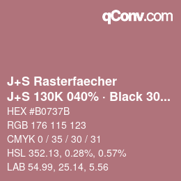 Code couleur: J+S Rasterfaecher - J+S 130K 040% · Black 30% | qconv.com