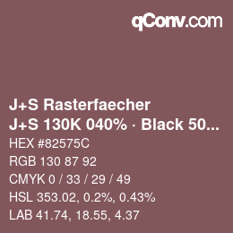 Farbcode: J+S Rasterfaecher - J+S 130K 040% · Black 50% | qconv.com