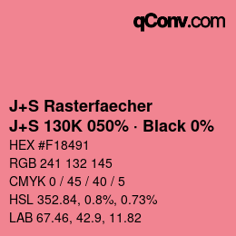 Code couleur: J+S Rasterfaecher - J+S 130K 050% · Black 0% | qconv.com