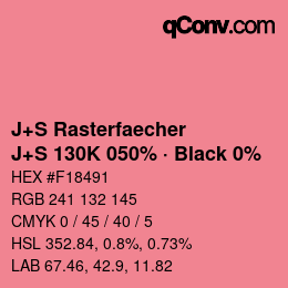 Color code: J+S Rasterfaecher - J+S 130K 050% · Black 0% | qconv.com