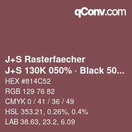 Farbcode: J+S Rasterfaecher - J+S 130K 050% · Black 50% | qconv.com