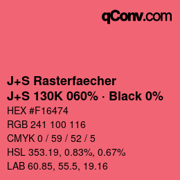Code couleur: J+S Rasterfaecher - J+S 130K 060% · Black 0% | qconv.com