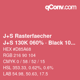 カラーコード: J+S Rasterfaecher - J+S 130K 060% · Black 10% | qconv.com