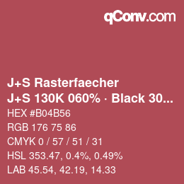 カラーコード: J+S Rasterfaecher - J+S 130K 060% · Black 30% | qconv.com