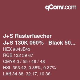 カラーコード: J+S Rasterfaecher - J+S 130K 060% · Black 50% | qconv.com