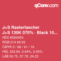 カラーコード: J+S Rasterfaecher - J+S 130K 070% · Black 10% | qconv.com