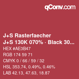 Farbcode: J+S Rasterfaecher - J+S 130K 070% · Black 30% | qconv.com