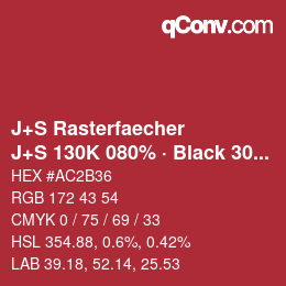 Color code: J+S Rasterfaecher - J+S 130K 080% · Black 30% | qconv.com