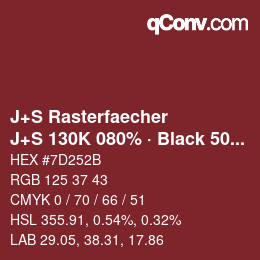 カラーコード: J+S Rasterfaecher - J+S 130K 080% · Black 50% | qconv.com