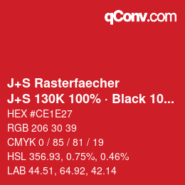 Code couleur: J+S Rasterfaecher - J+S 130K 100% · Black 10% | qconv.com