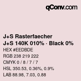 Farbcode: J+S Rasterfaecher - J+S 140K 010% · Black 0% | qconv.com