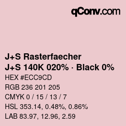 Farbcode: J+S Rasterfaecher - J+S 140K 020% · Black 0% | qconv.com