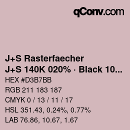 カラーコード: J+S Rasterfaecher - J+S 140K 020% · Black 10% | qconv.com