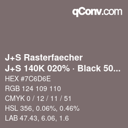 Code couleur: J+S Rasterfaecher - J+S 140K 020% · Black 50% | qconv.com