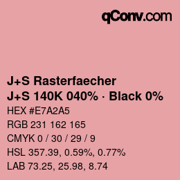 Farbcode: J+S Rasterfaecher - J+S 140K 040% · Black 0% | qconv.com