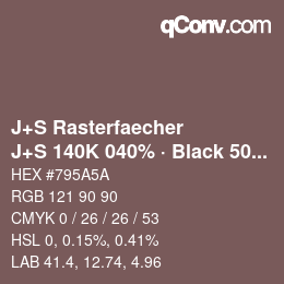 カラーコード: J+S Rasterfaecher - J+S 140K 040% · Black 50% | qconv.com