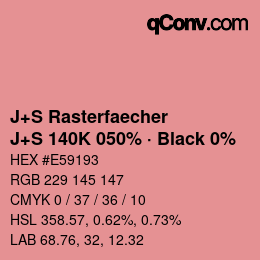 Farbcode: J+S Rasterfaecher - J+S 140K 050% · Black 0% | qconv.com