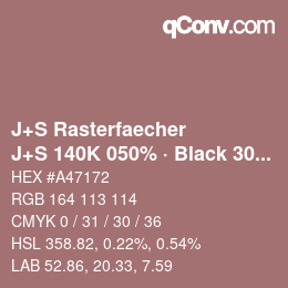 Farbcode: J+S Rasterfaecher - J+S 140K 050% · Black 30% | qconv.com