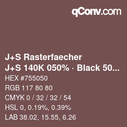 Farbcode: J+S Rasterfaecher - J+S 140K 050% · Black 50% | qconv.com