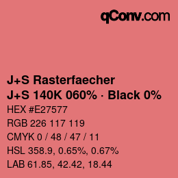 Farbcode: J+S Rasterfaecher - J+S 140K 060% · Black 0% | qconv.com
