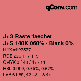 Color code: J+S Rasterfaecher - J+S 140K 060% · Black 0% | qconv.com