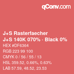 Code couleur: J+S Rasterfaecher - J+S 140K 070% · Black 0% | qconv.com