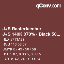 颜色代码: J+S Rasterfaecher - J+S 140K 070% · Black 50% | qconv.com