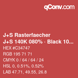カラーコード: J+S Rasterfaecher - J+S 140K 080% · Black 10% | qconv.com
