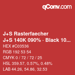 カラーコード: J+S Rasterfaecher - J+S 140K 090% · Black 10% | qconv.com