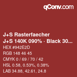 Farbcode: J+S Rasterfaecher - J+S 140K 090% · Black 30% | qconv.com