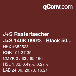 カラーコード: J+S Rasterfaecher - J+S 140K 090% · Black 50% | qconv.com