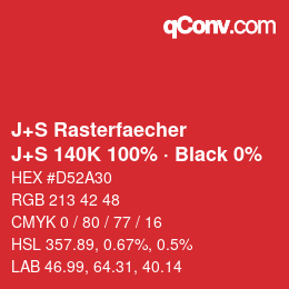 カラーコード: J+S Rasterfaecher - J+S 140K 100% · Black 0% | qconv.com