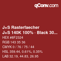 Farbcode: J+S Rasterfaecher - J+S 140K 100% · Black 30% | qconv.com