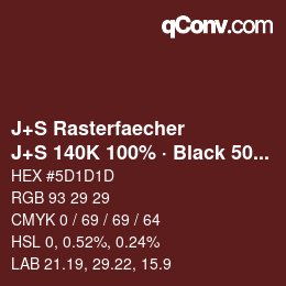 カラーコード: J+S Rasterfaecher - J+S 140K 100% · Black 50% | qconv.com