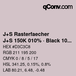 Farbcode: J+S Rasterfaecher - J+S 150K 010% · Black 10% | qconv.com