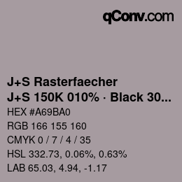 カラーコード: J+S Rasterfaecher - J+S 150K 010% · Black 30% | qconv.com