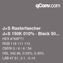 Farbcode: J+S Rasterfaecher - J+S 150K 010% · Black 50% | qconv.com