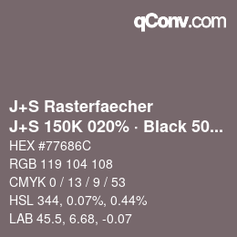 Farbcode: J+S Rasterfaecher - J+S 150K 020% · Black 50% | qconv.com
