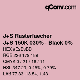 Code couleur: J+S Rasterfaecher - J+S 150K 030% · Black 0% | qconv.com