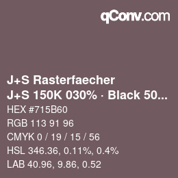 カラーコード: J+S Rasterfaecher - J+S 150K 030% · Black 50% | qconv.com