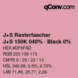Farbcode: J+S Rasterfaecher - J+S 150K 040% · Black 0% | qconv.com