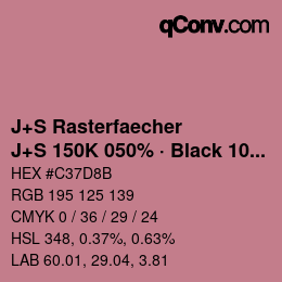 カラーコード: J+S Rasterfaecher - J+S 150K 050% · Black 10% | qconv.com